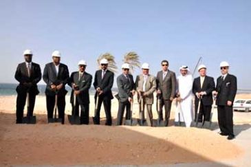Officials from Al-Libya Al-Qataria (ALAQ) during the break ground of The Water Front a luxury residential and resort development along Libya's Mediterranean coast.